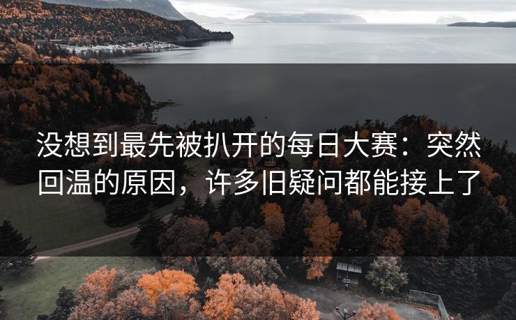 没想到最先被扒开的每日大赛：突然回温的原因，许多旧疑问都能接上了