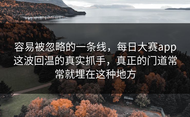 容易被忽略的一条线,每日大赛app这波回温的真实抓手,真正的门道常常就埋在这种地方 容易被忽略的一条线,每日大赛app这波回温的真实抓手,真正的门道常常就埋在这种地方