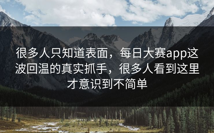 很多人只知道表面，每日大赛app这波回温的真实抓手，很多人看到这里才意识到不简单
