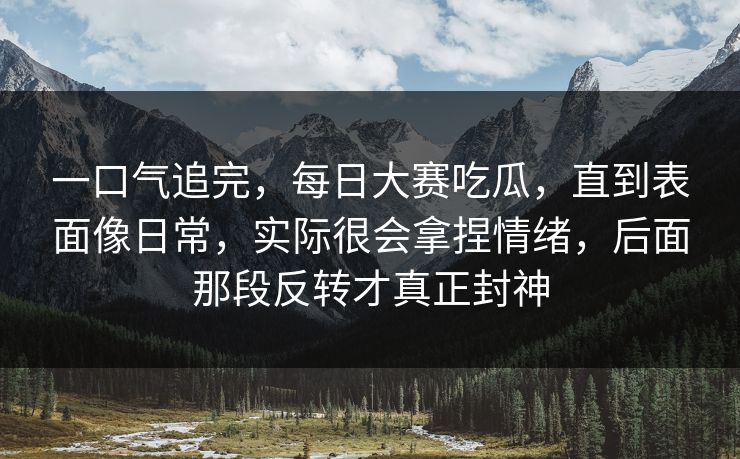 一口气追完，每日大赛吃瓜，直到表面像日常，实际很会拿捏情绪，后面那段反转才真正封神